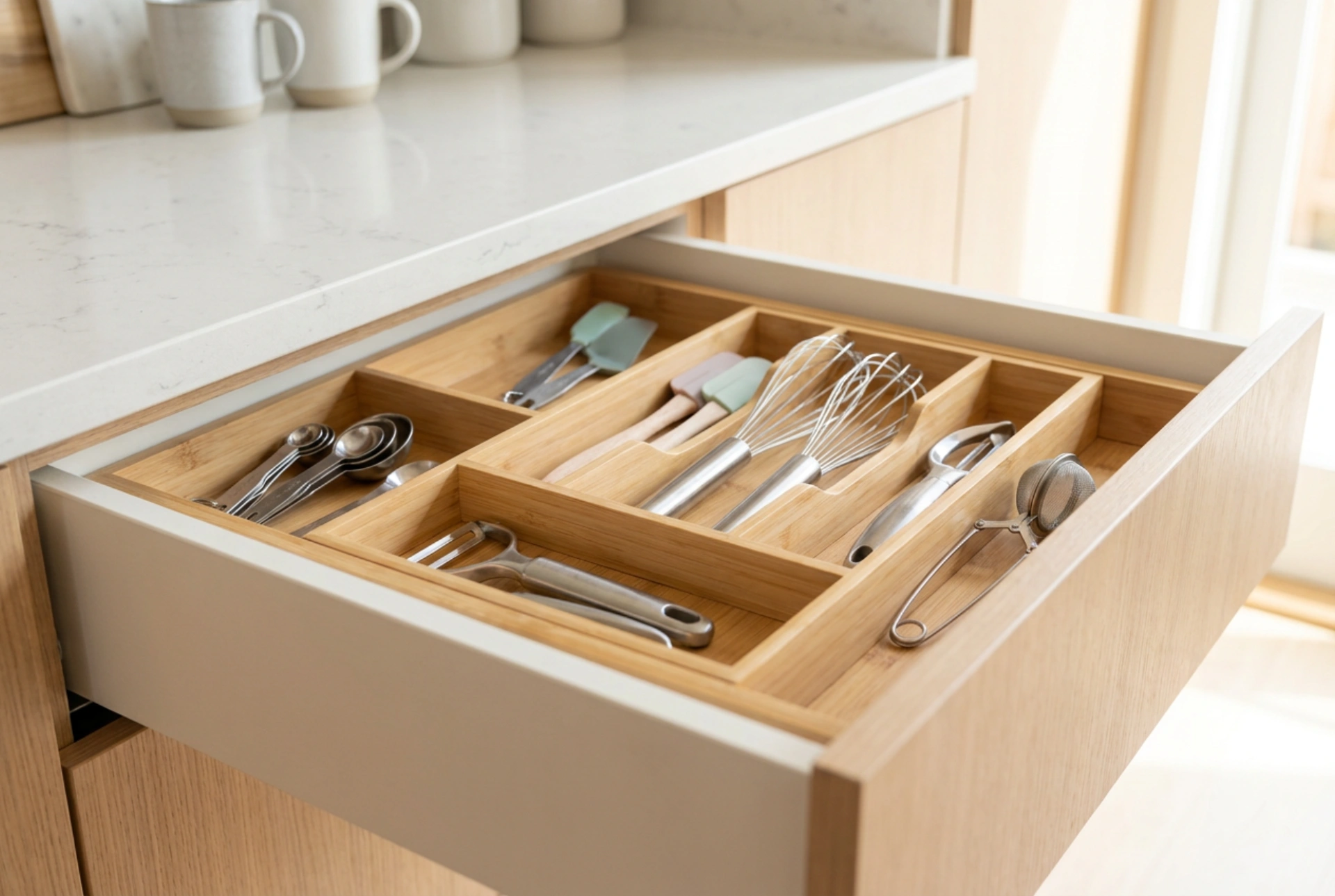 Cuándo utilizar un organizador de cajón de bambú para objetos pequeños