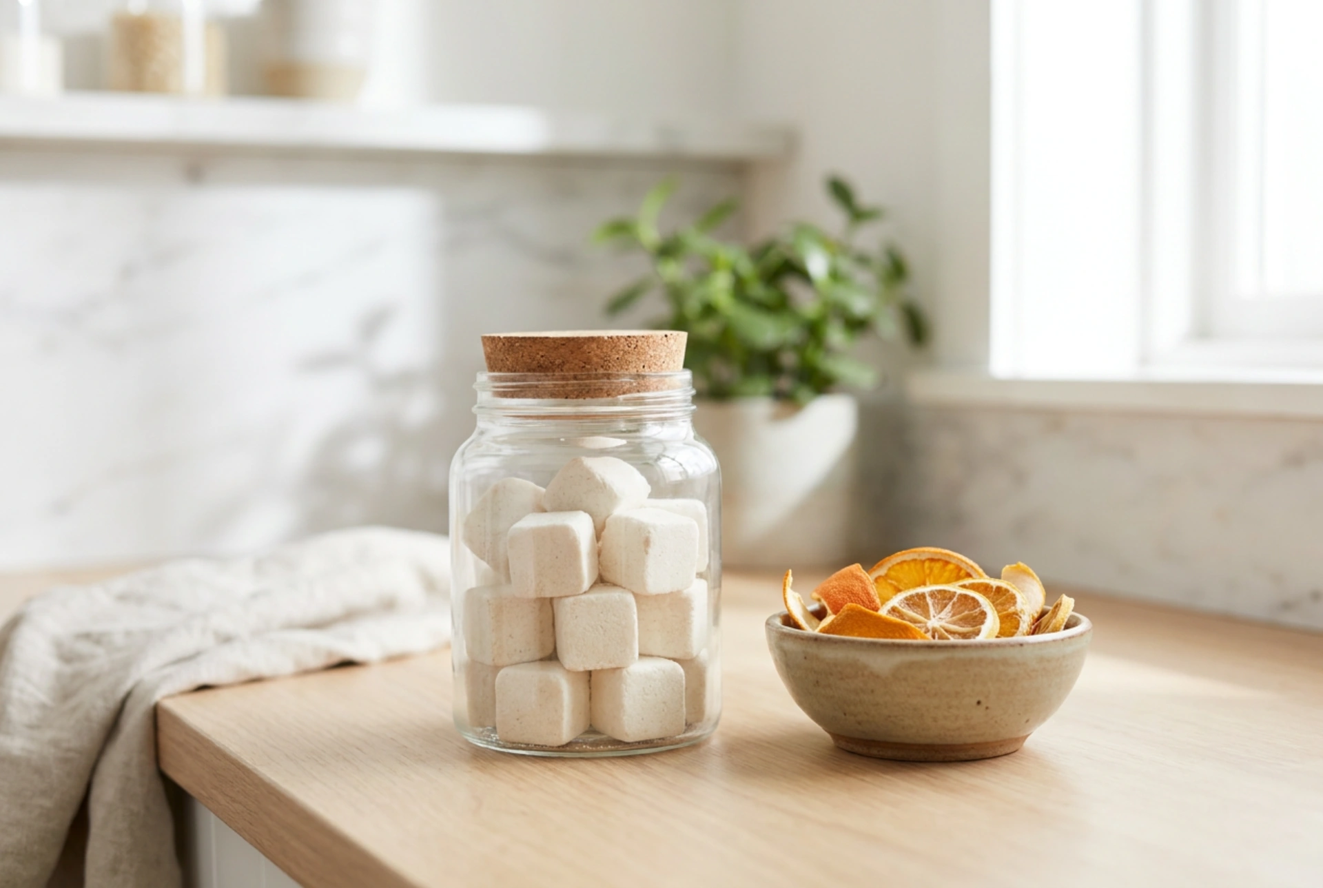Pastillas de lavavajillas caseras y el método de secado que mejora su durabilidad