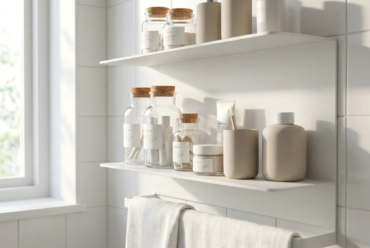 Estantes colgantes de baño: organización eficiente de cosméticos y cuidado de materiales