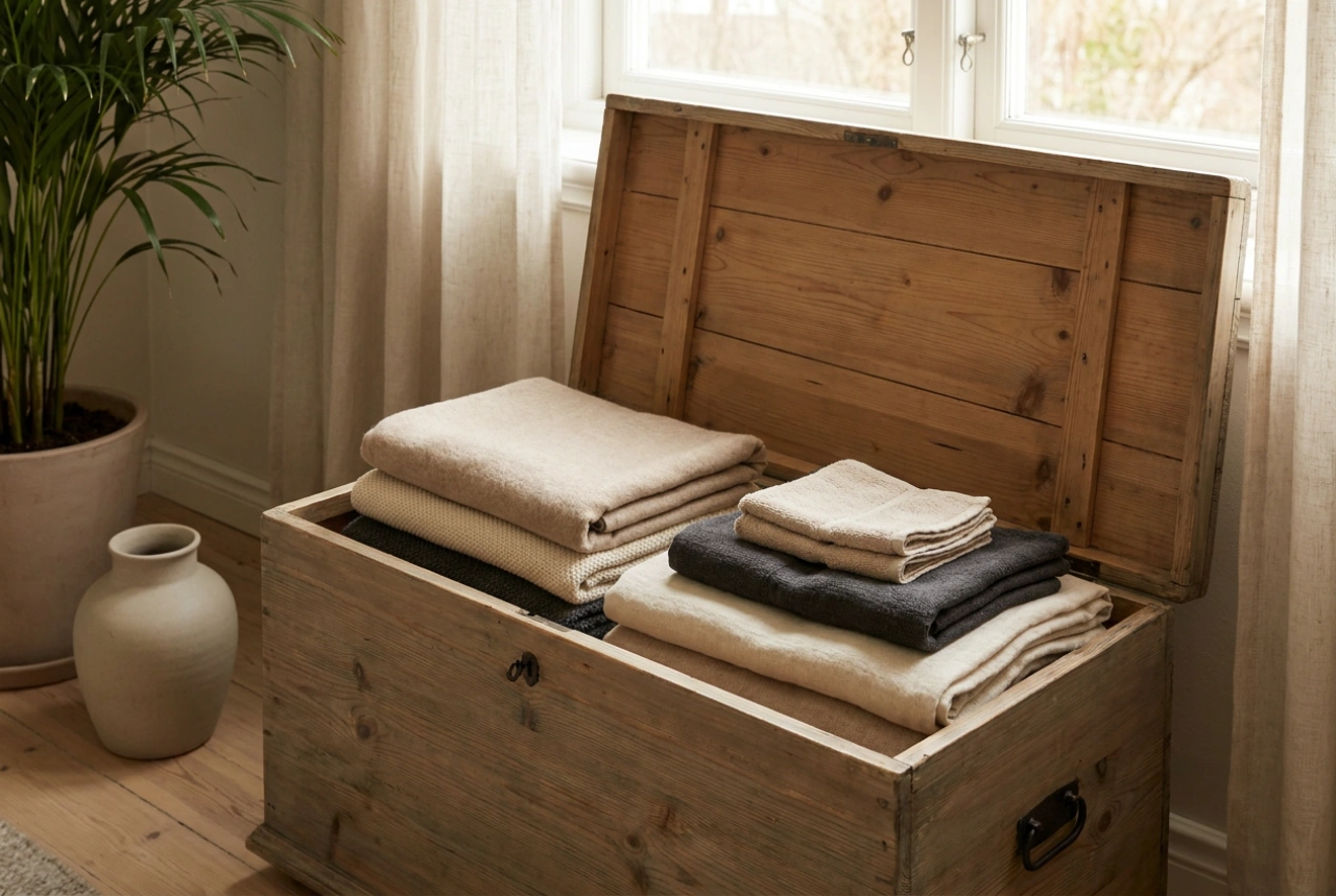 Cómo utilizar un baúl de madera para almacenar sin crear desorden