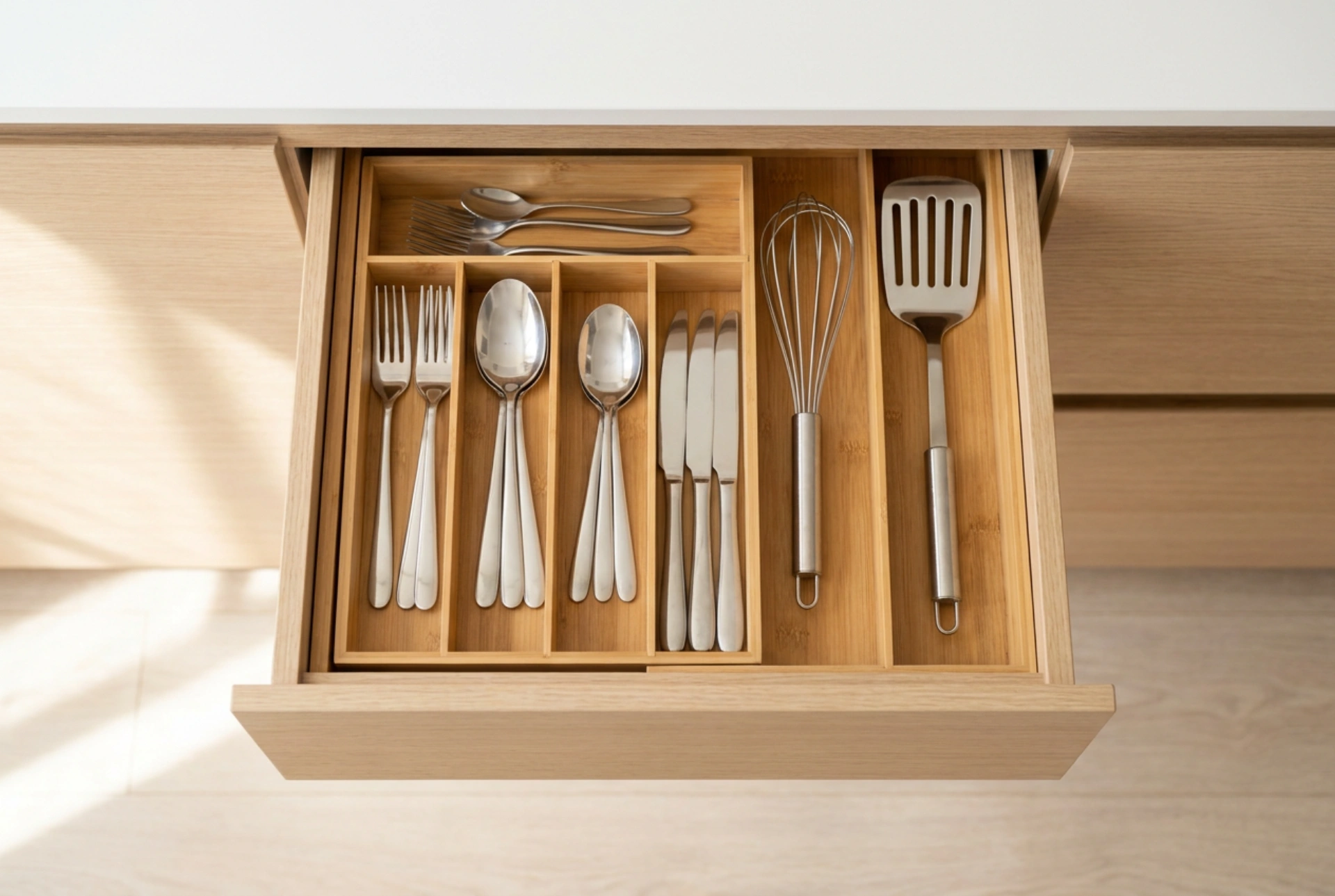 Cómo adaptar el organizador de cajón de cocina a tus utensilios y vajilla