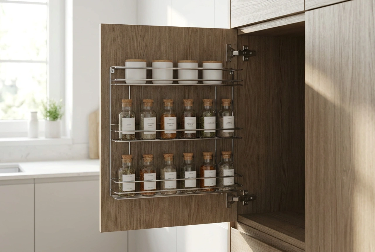 Organizadores para puertas de armarios de cocina: cómo aprovechar el espacio poco profundo
