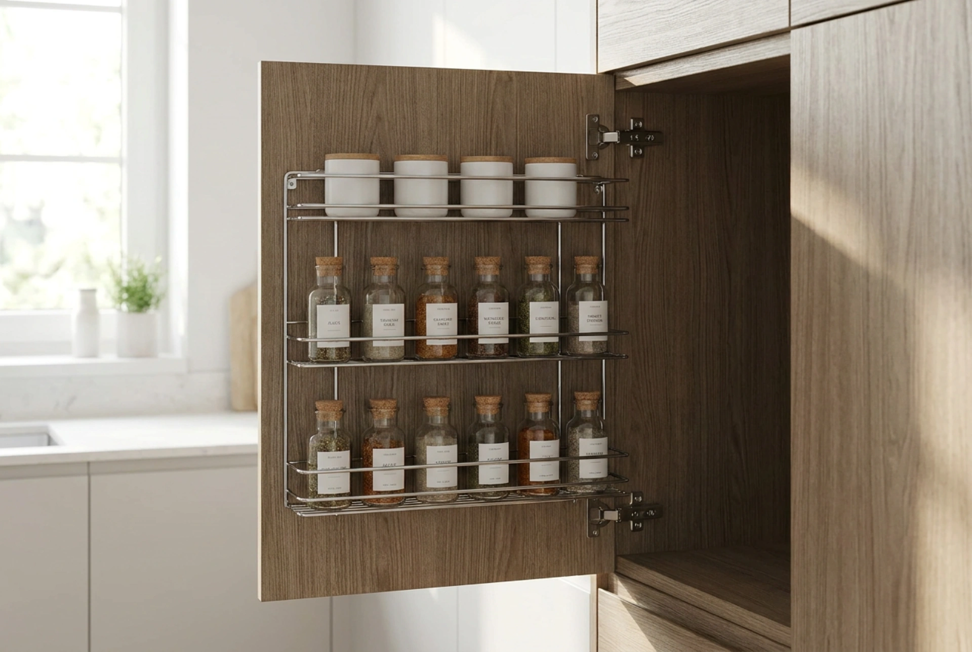 Organizadores para puertas de armarios de cocina: cómo aprovechar el espacio poco profundo