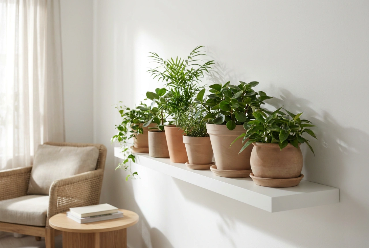 Cómo organizar un estante de pared para plantas sin desordenar el alféizar