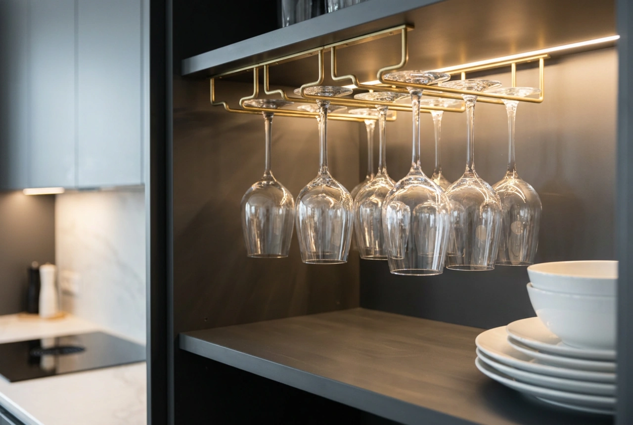 Cómo planificar un soporte para copas de vino en la cocina