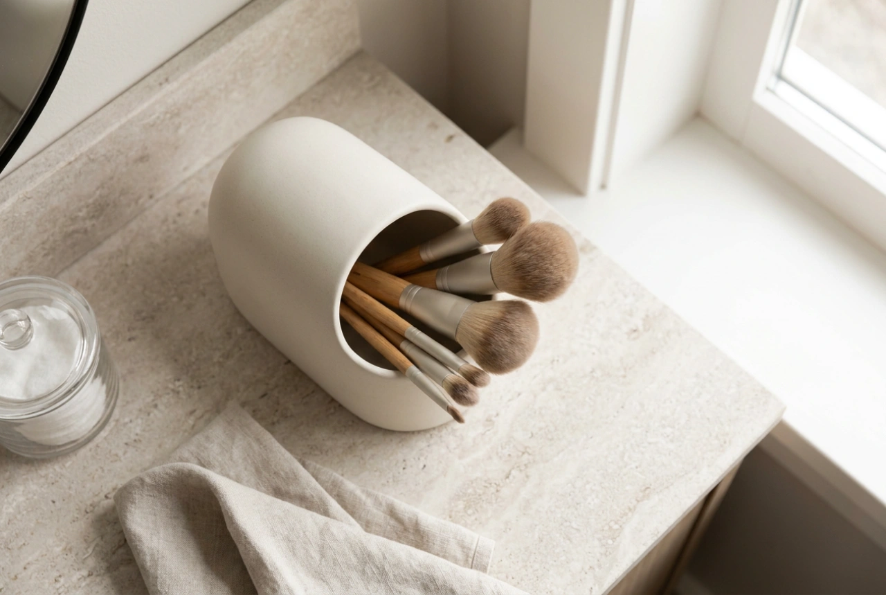Cómo usar un organizador de brochas de maquillaje después de lavar el pelo