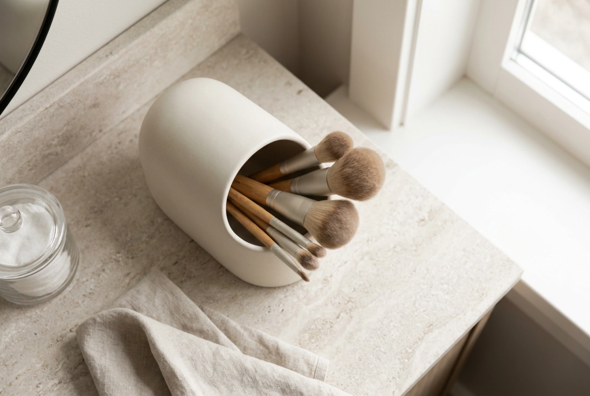 Cómo usar un organizador de brochas de maquillaje después de lavar el pelo