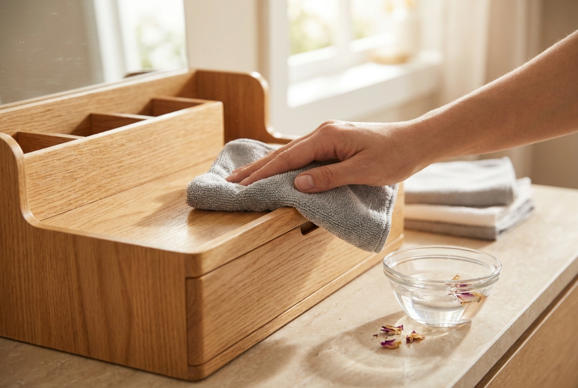 Cómo limpiar un organizador de cosméticos de madera sin que se hinche