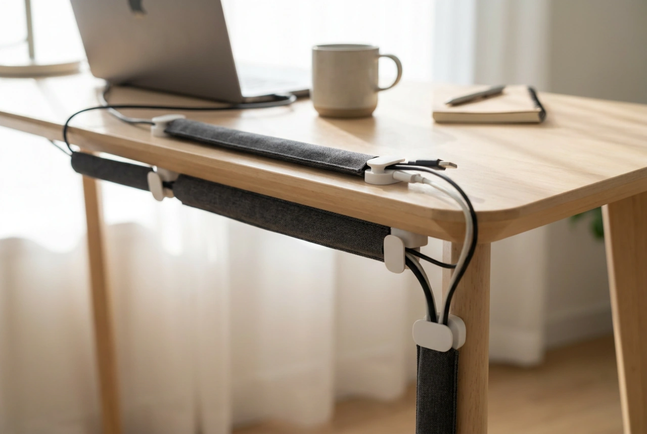 Método probado para organizar los cables debajo del escritorio en un organizador