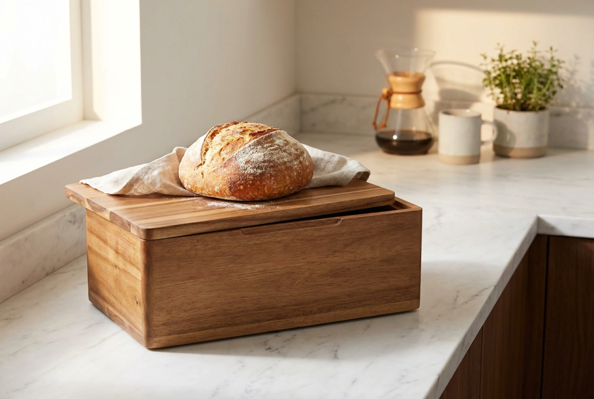 Cómo una panera con tabla de cortar integrada optimiza la zona del pan en la cocina