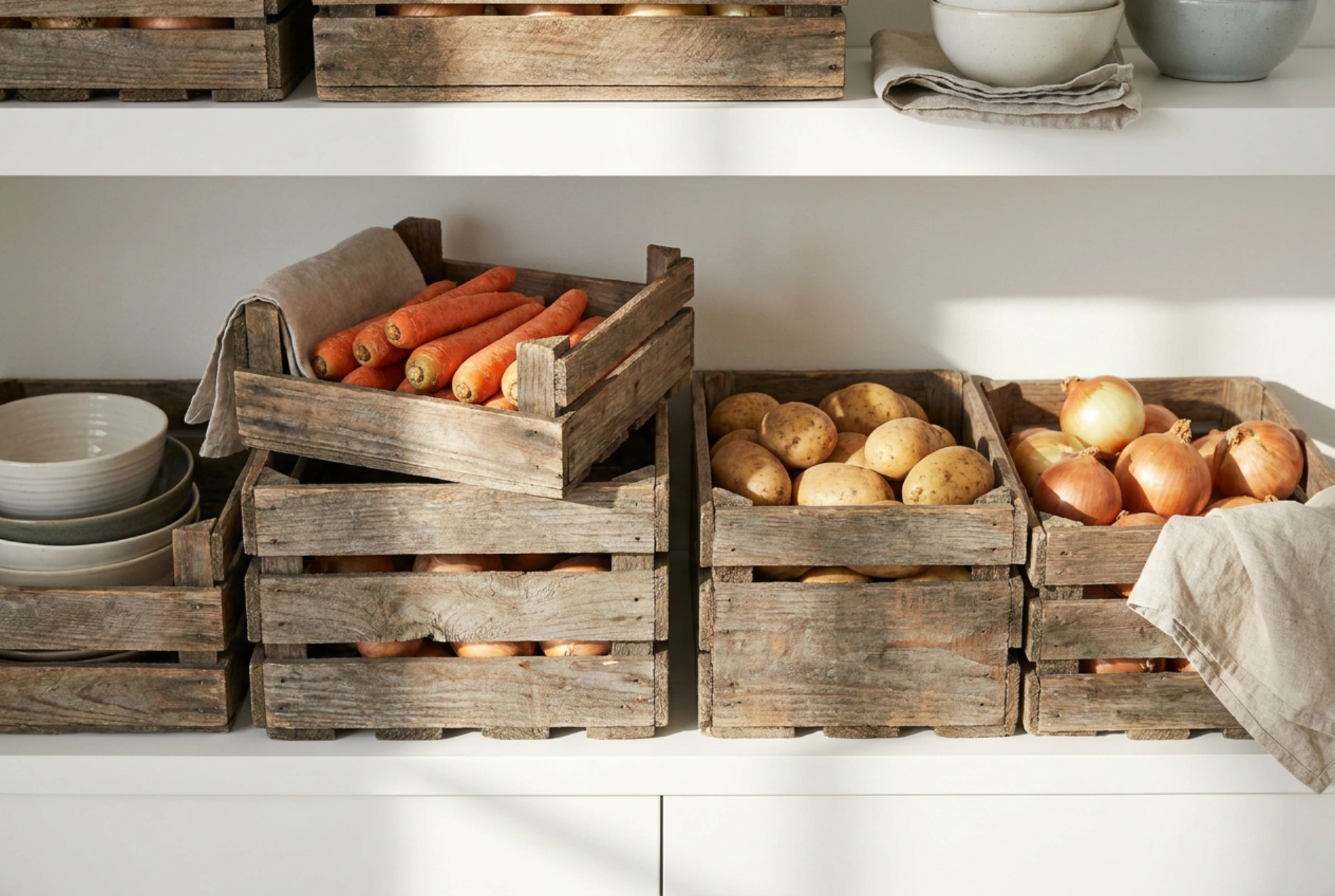 Cómo utilizar cajas de madera para el almacenamiento de verduras