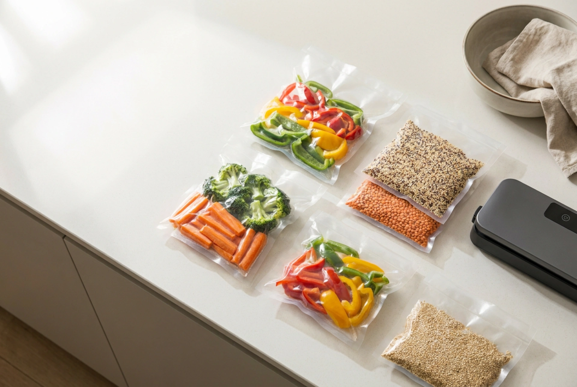 Bolsas para selladora al vacío y técnicas de porcionado para la conservación de alimentos
