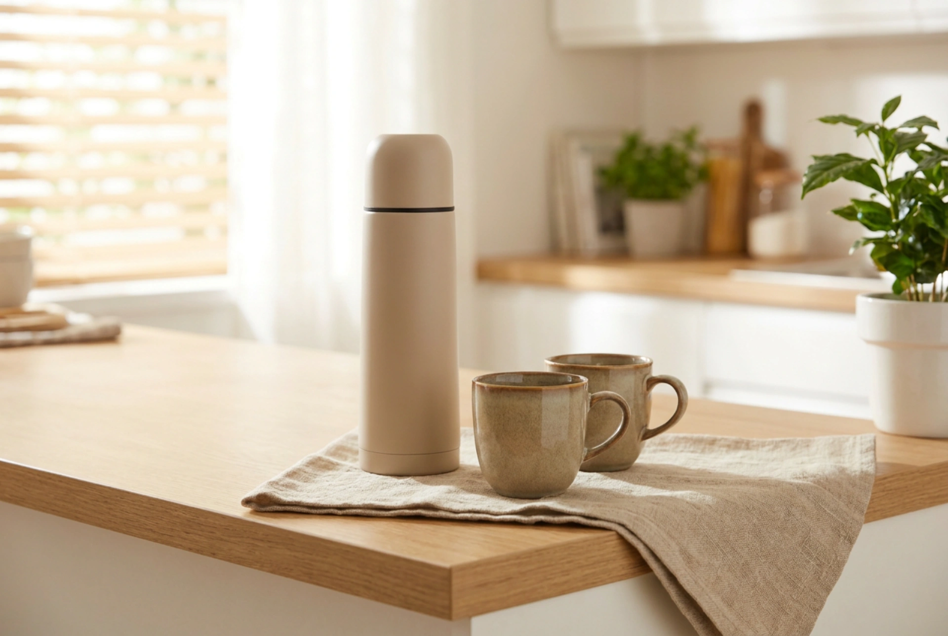Cómo empacar de forma práctica un termo con dos tazas para una salida familiar