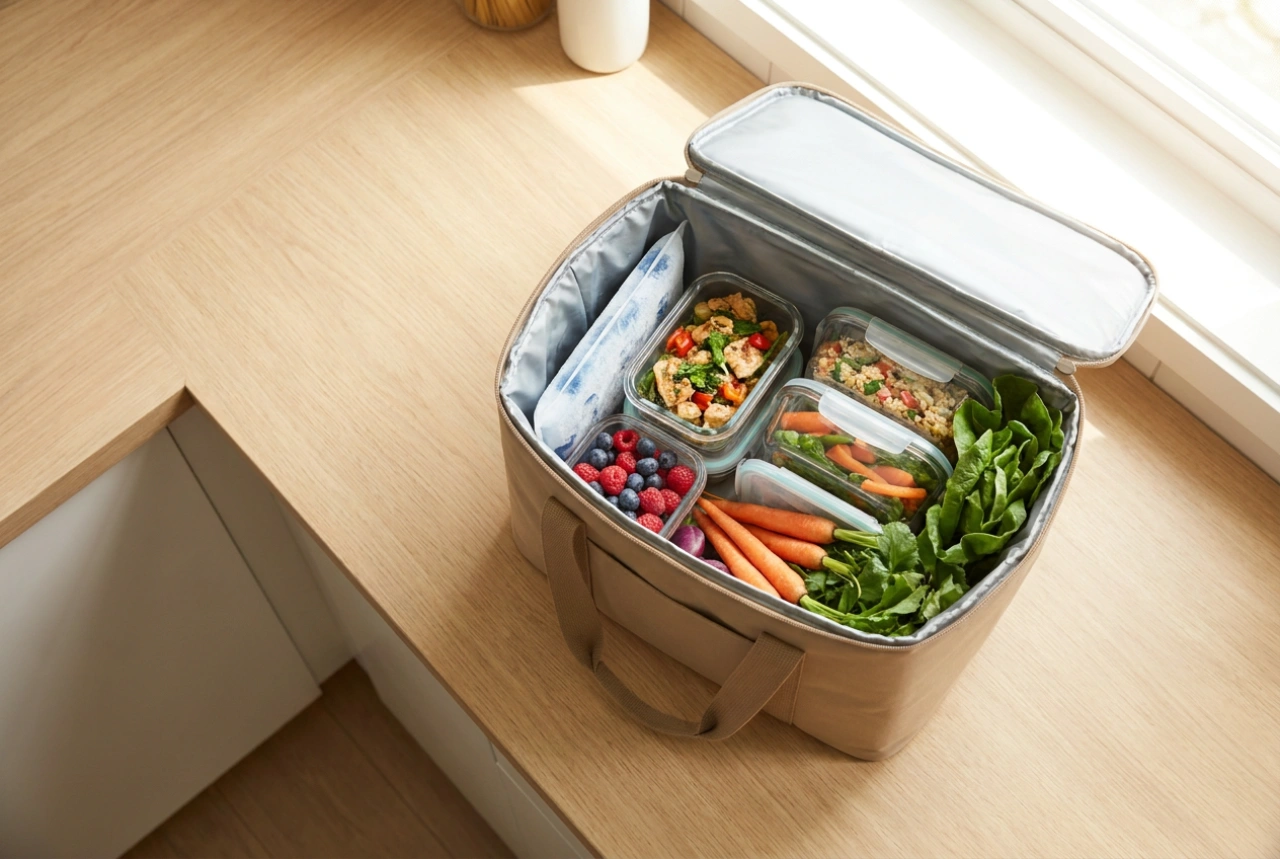Cómo organizar los alimentos en una bolsa térmica con acumuladores de frío