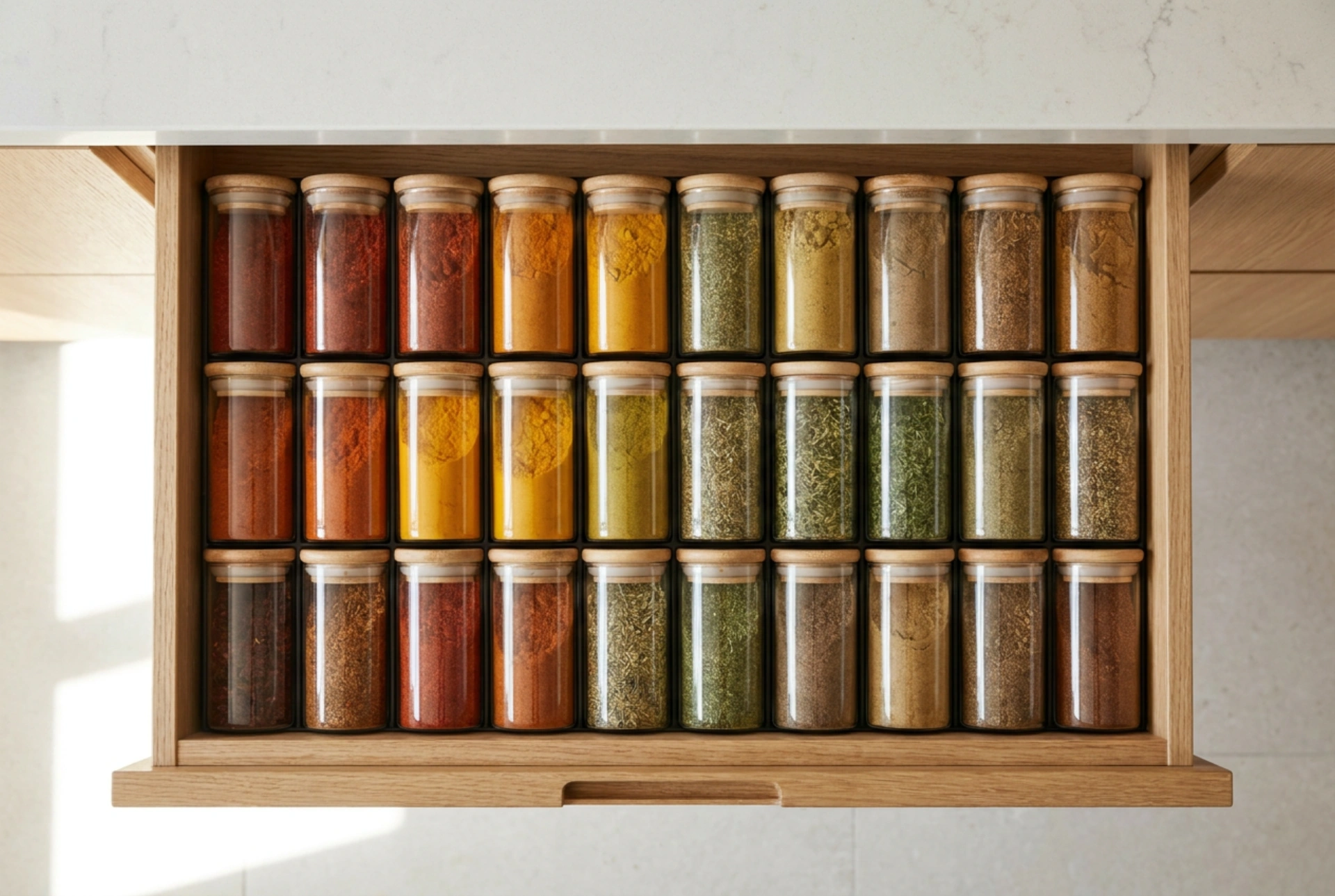 Cómo organizar los estantes de especias en una cocina pequeña