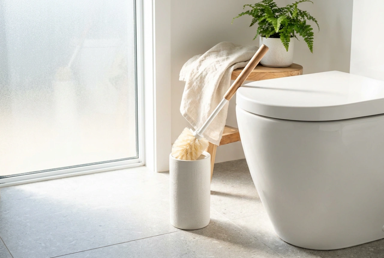 Cómo limpiar una escobilla de baño blanca para evitar que se amarillee