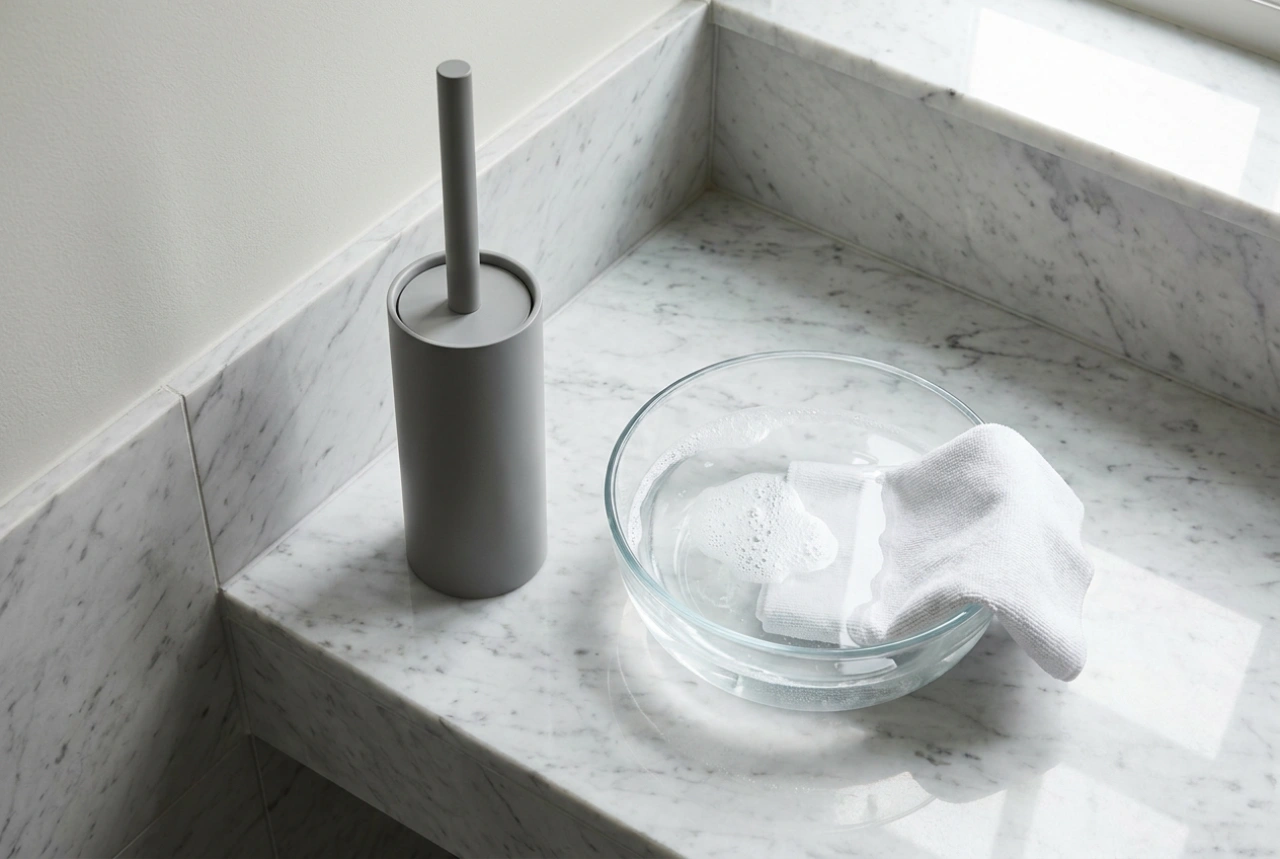 Cómo limpiar una escobilla de baño gris para que no absorba olores