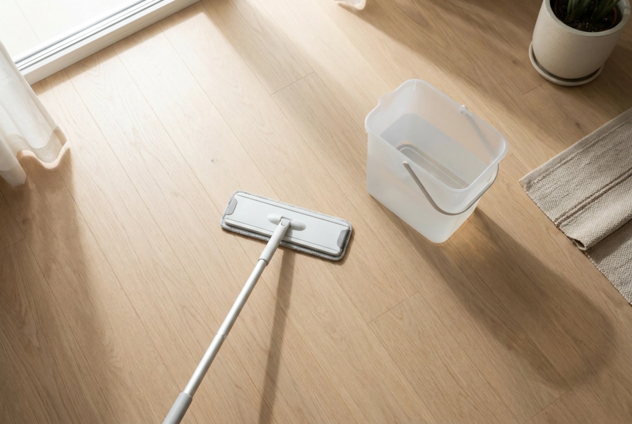 Cómo limpiar el suelo con mopa y cubo compacto en espacios reducidos