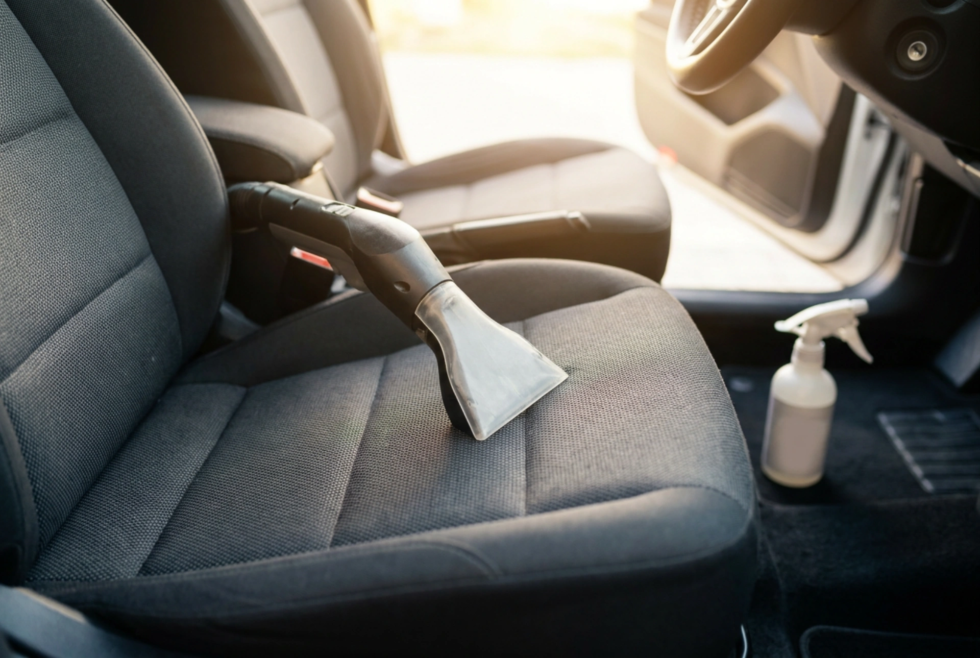 Cómo limpiar la tapicería del coche con aspiradora de extracción sin empapar los asientos