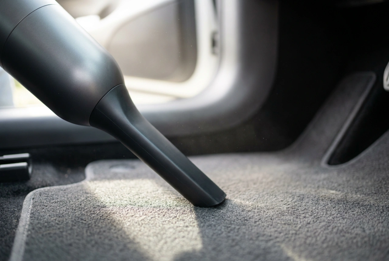 Limpieza eficiente del coche con una aspiradora de mano paso a paso