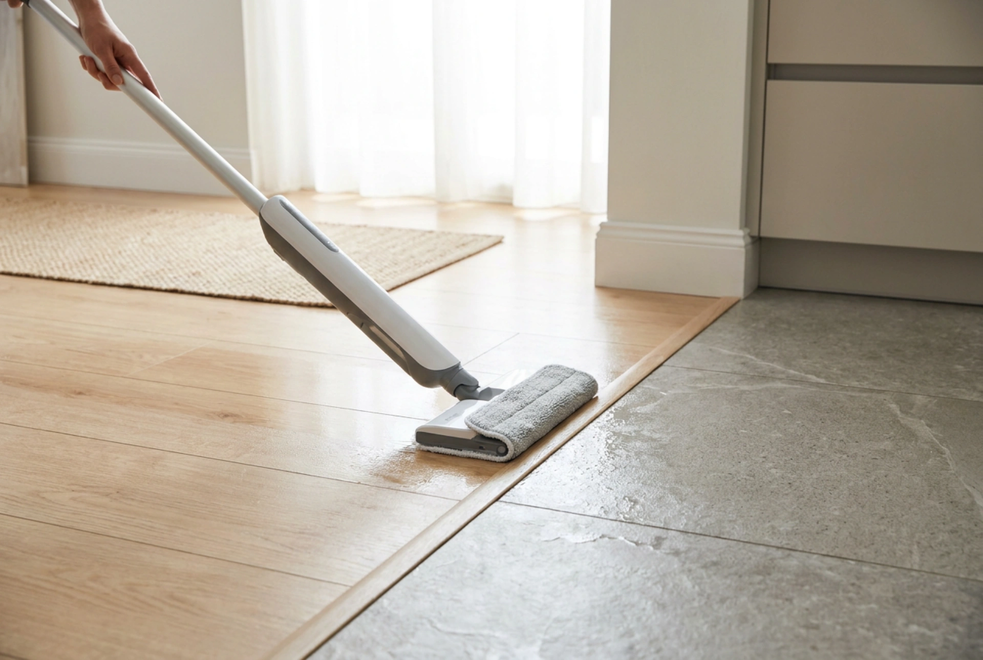 Cómo usar una aspiradora fregadora en suelos laminados, baldosas y vinilo