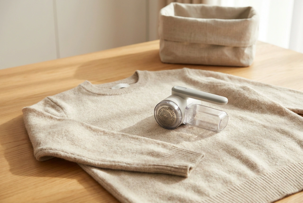 Método eficaz para eliminar las pelusas de la ropa con quitapelusas eléctrico