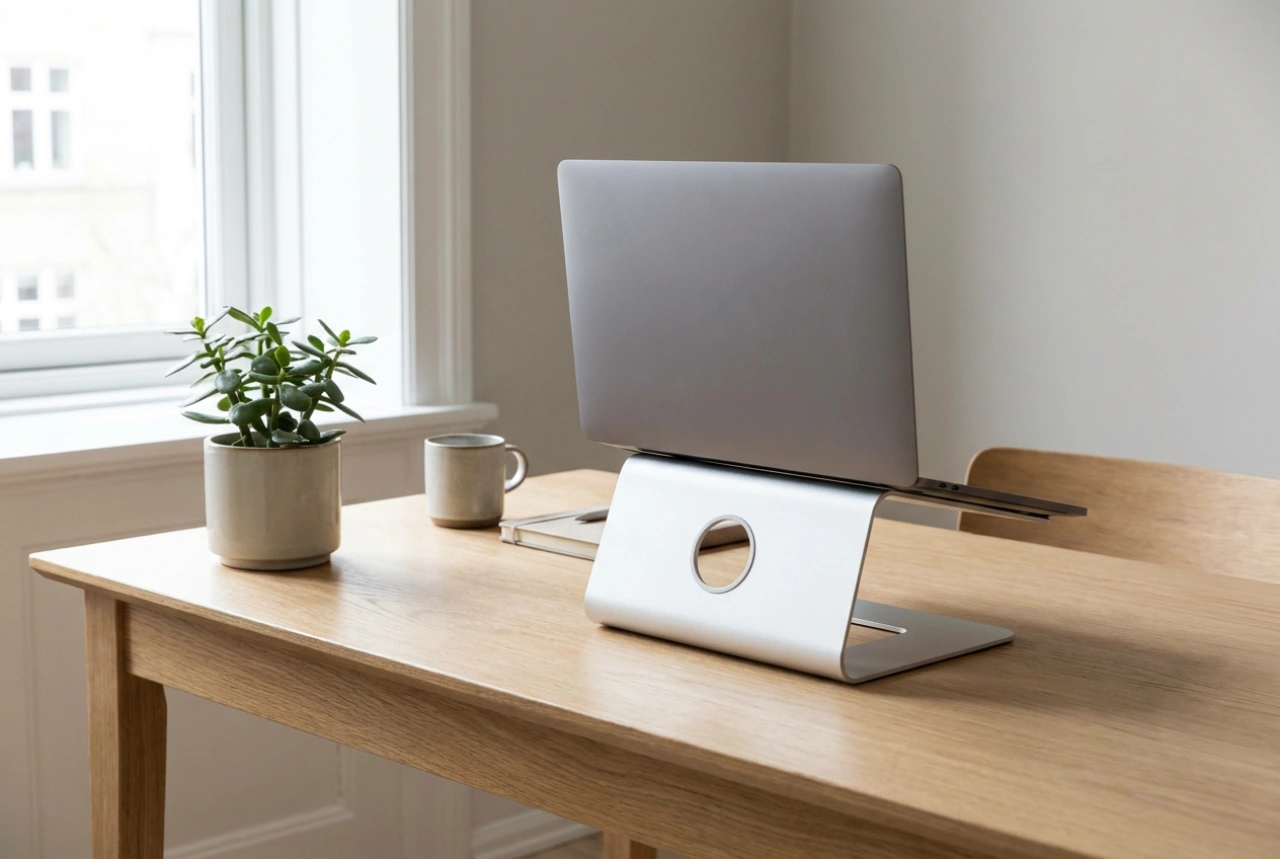 Soporte de ordenador portátil para escritorio y ergonomía del puesto de trabajo en casa