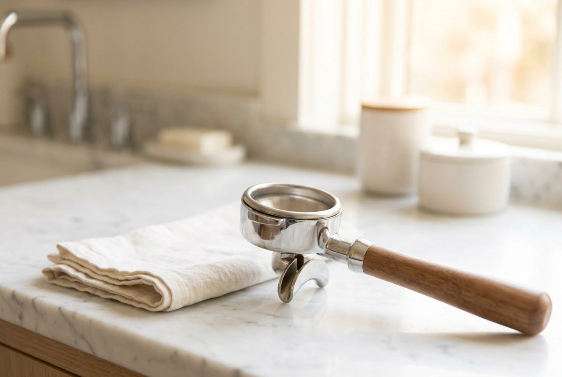 Cómo purgar y limpiar una cafetera de portafiltro tras preparar un espresso