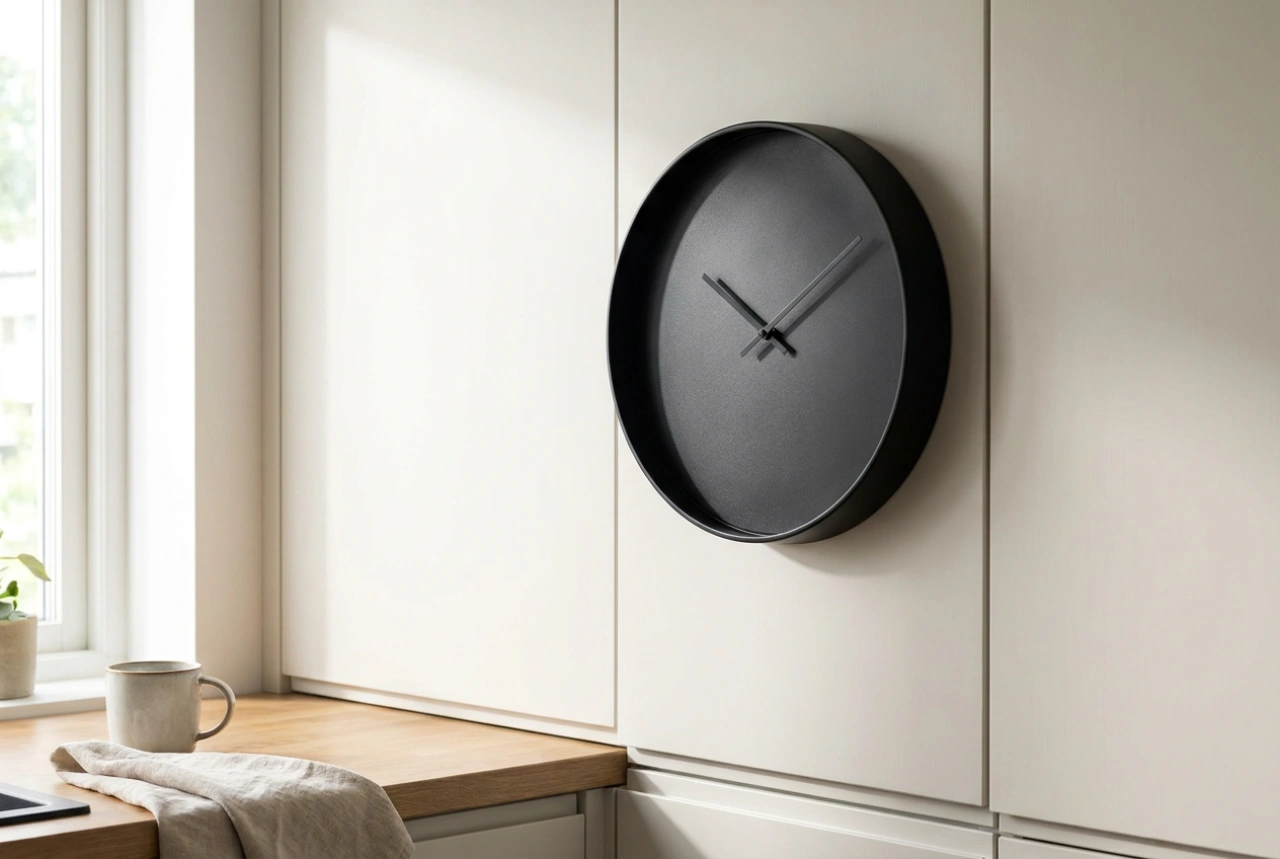 Cómo elegir un reloj negro para una cocina de frentes claros