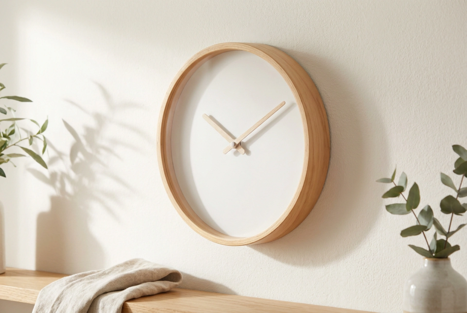 Cómo colgar un gran reloj de pared de madera sin recargar el espacio
