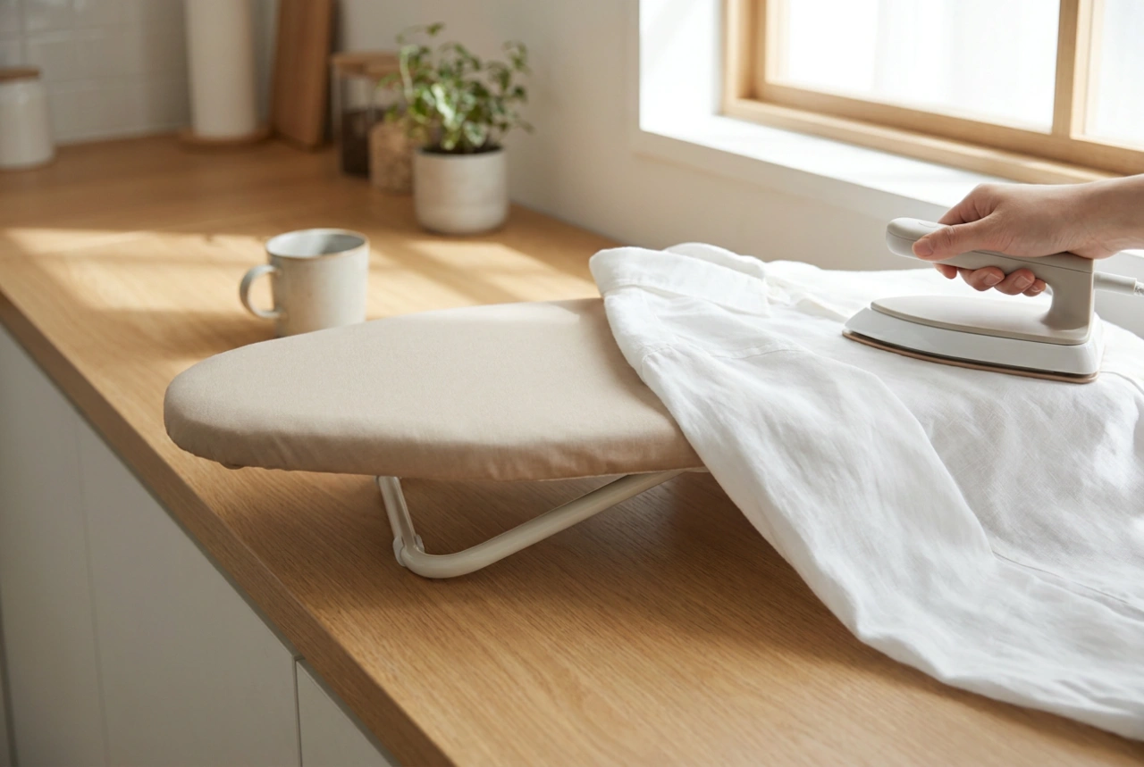 Tabla de planchar de sobremesa como solución para retoques rápidos de ropa