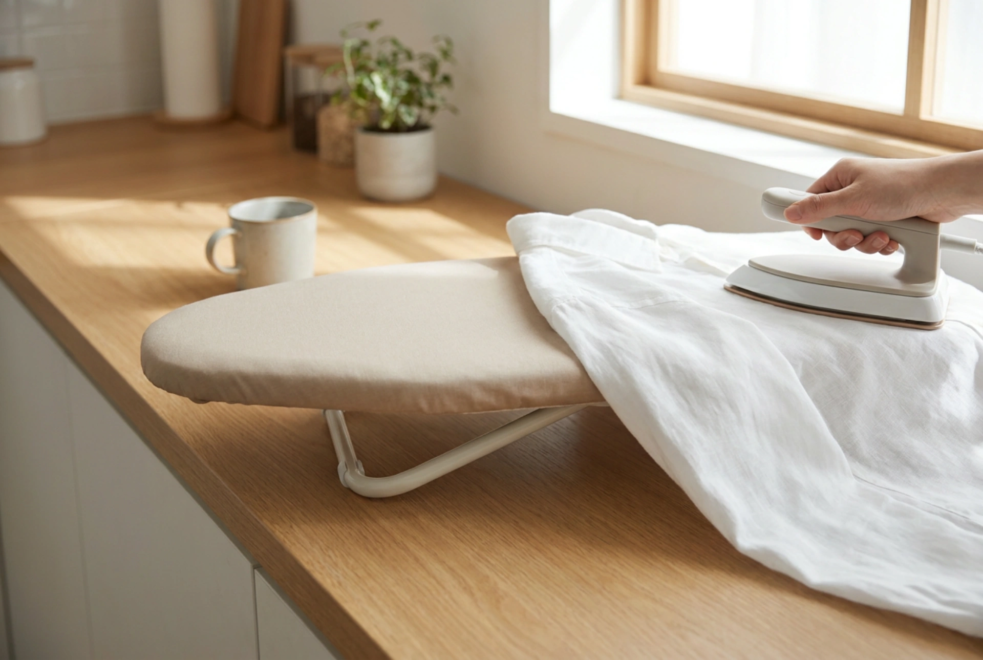 Tabla de planchar de sobremesa como solución para retoques rápidos de ropa