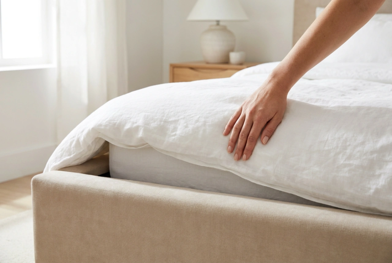 Cama tapizada con canapé y la higiene al guardar la ropa de cama