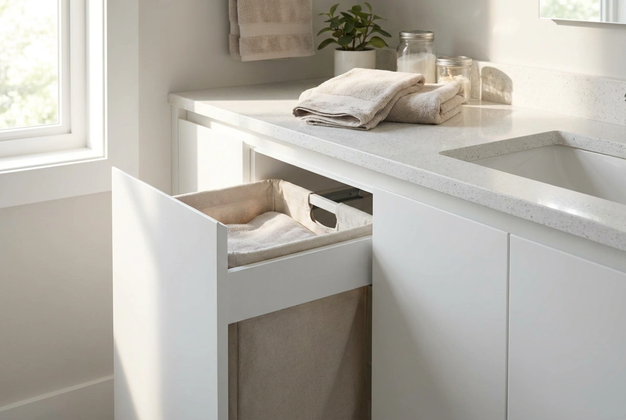 Cómo planificar un cesto de ropa integrado en un baño pequeño