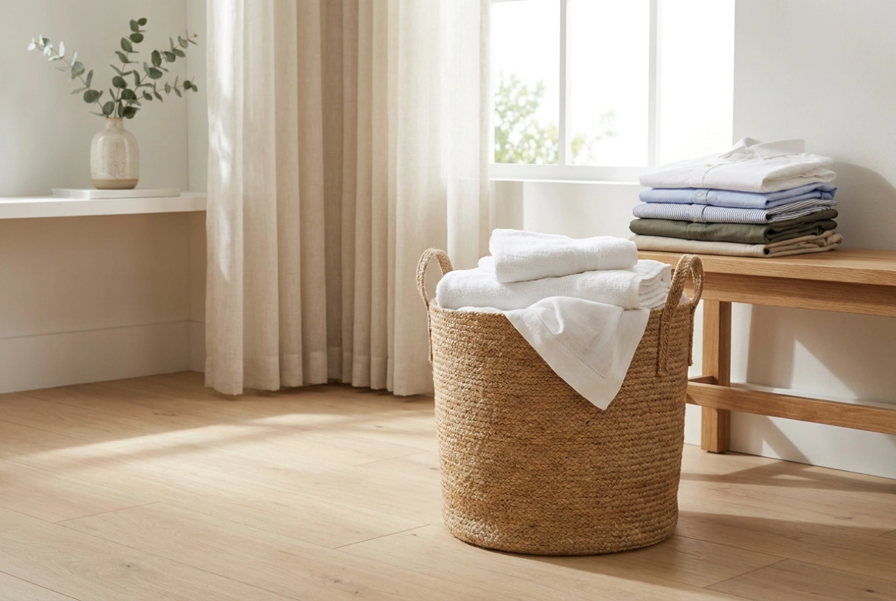El cesto de ropa limpia ayuda a separar el planchado del doblado