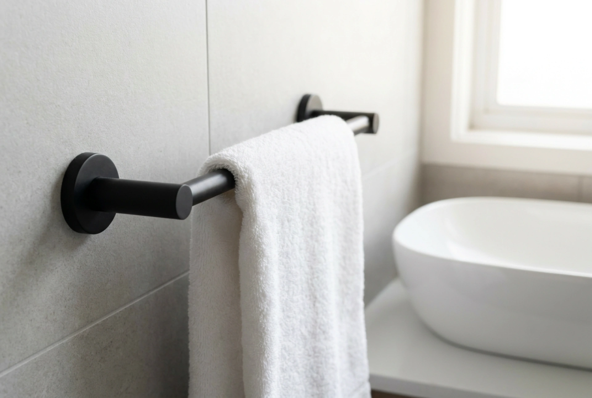 Toallero de manos a una distancia higiénica del lavabo