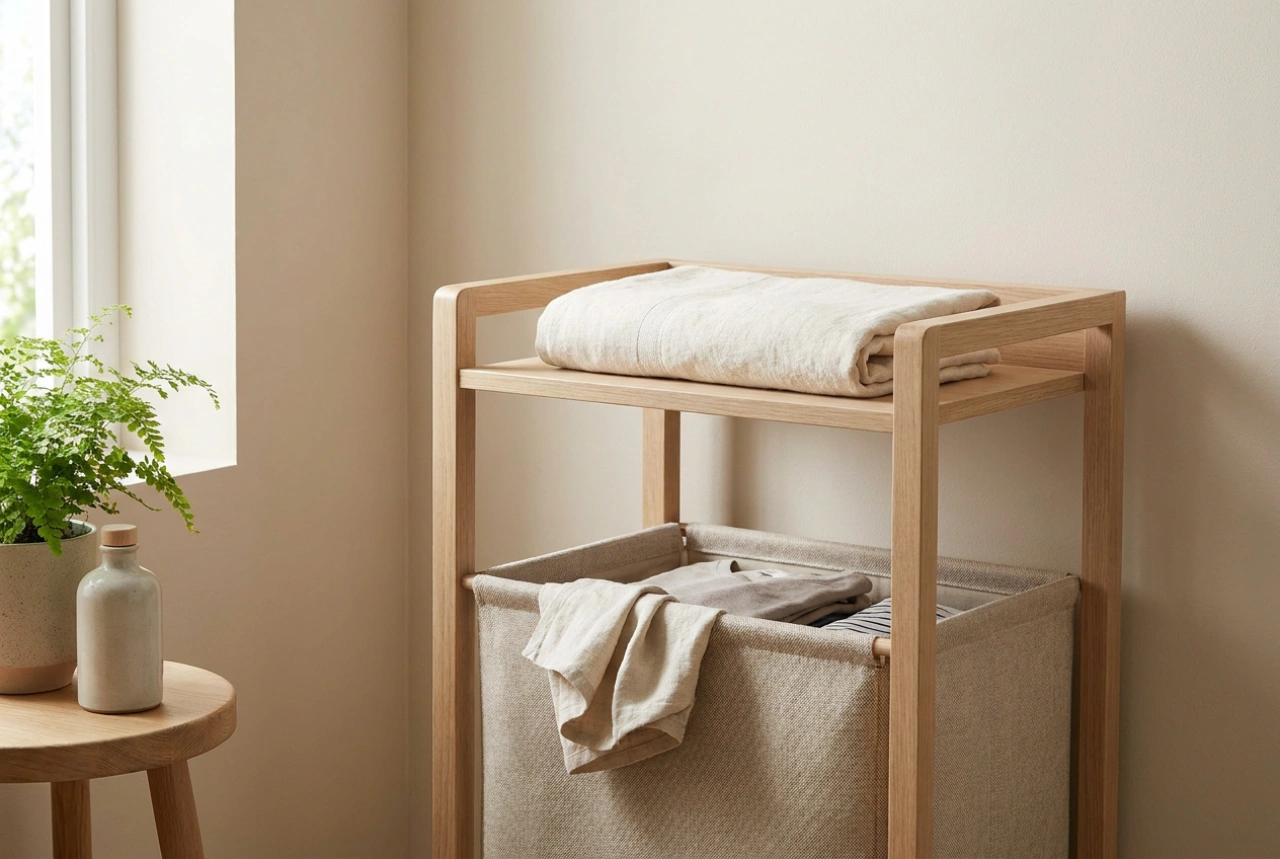 Cesto de ropa con estante: optimización del espacio y clasificación de prendas