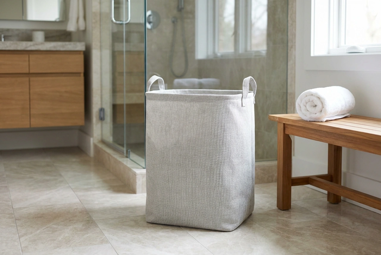 Cesto de ropa para baño resistente a la humedad y al uso diario