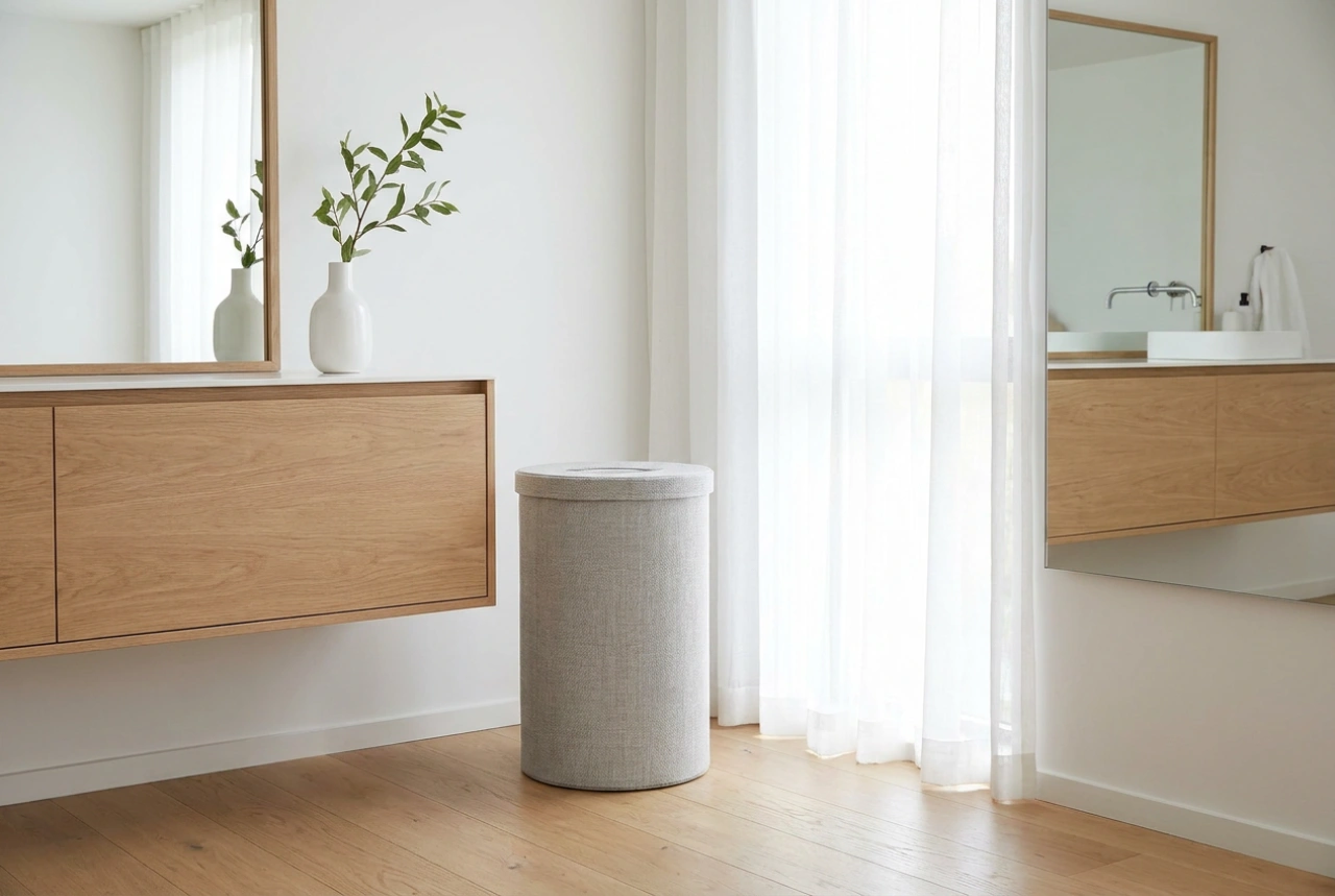 Cesto de ropa estrecho para baños pequeños y nichos