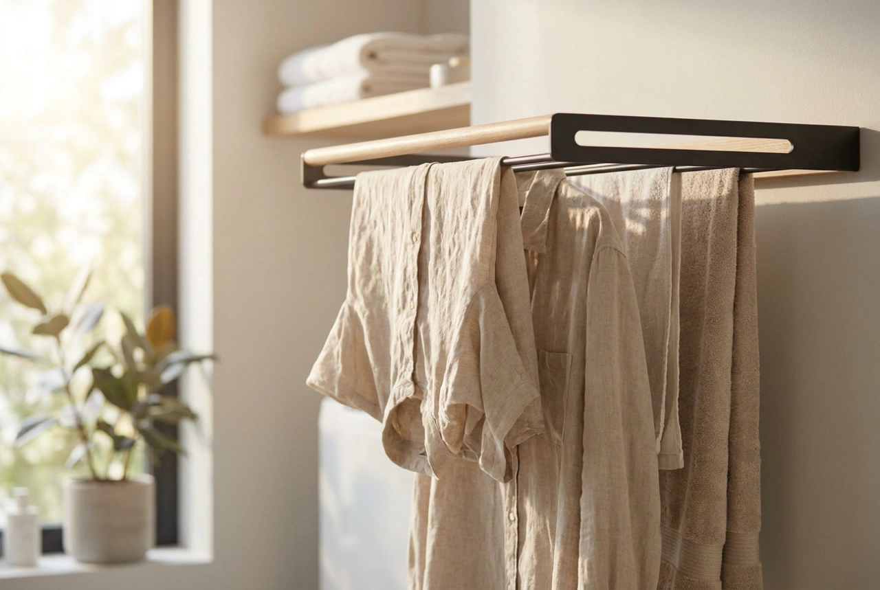 Cómo colocar la ropa en un tendedero de pared para que se seque más rápido