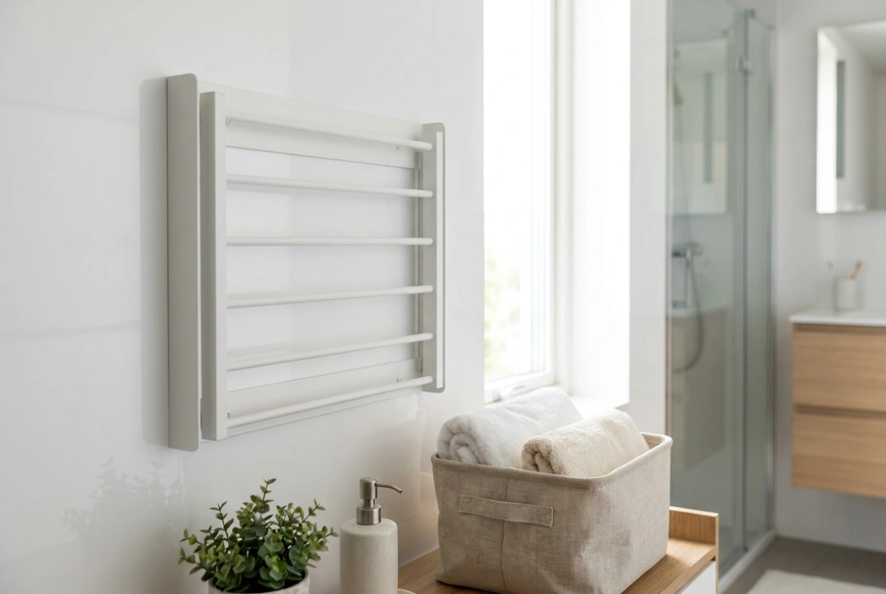 Tendederos de pared plegables: optimización del espacio y física del secado en el baño