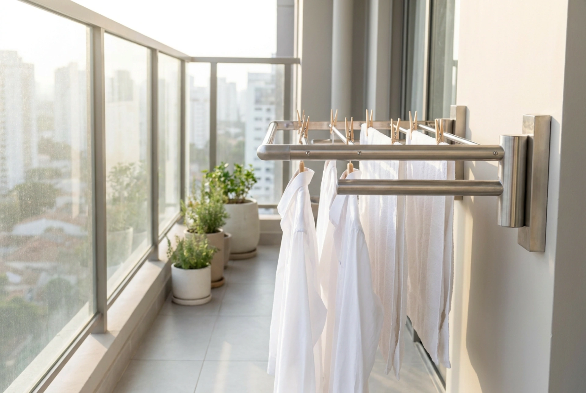 Cómo elegir un tendedero de techo para el balcón según el volumen de ropa