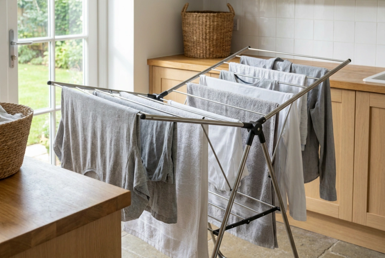 Cómo colocar el tendedero de pie para que la ropa se seque más rápido