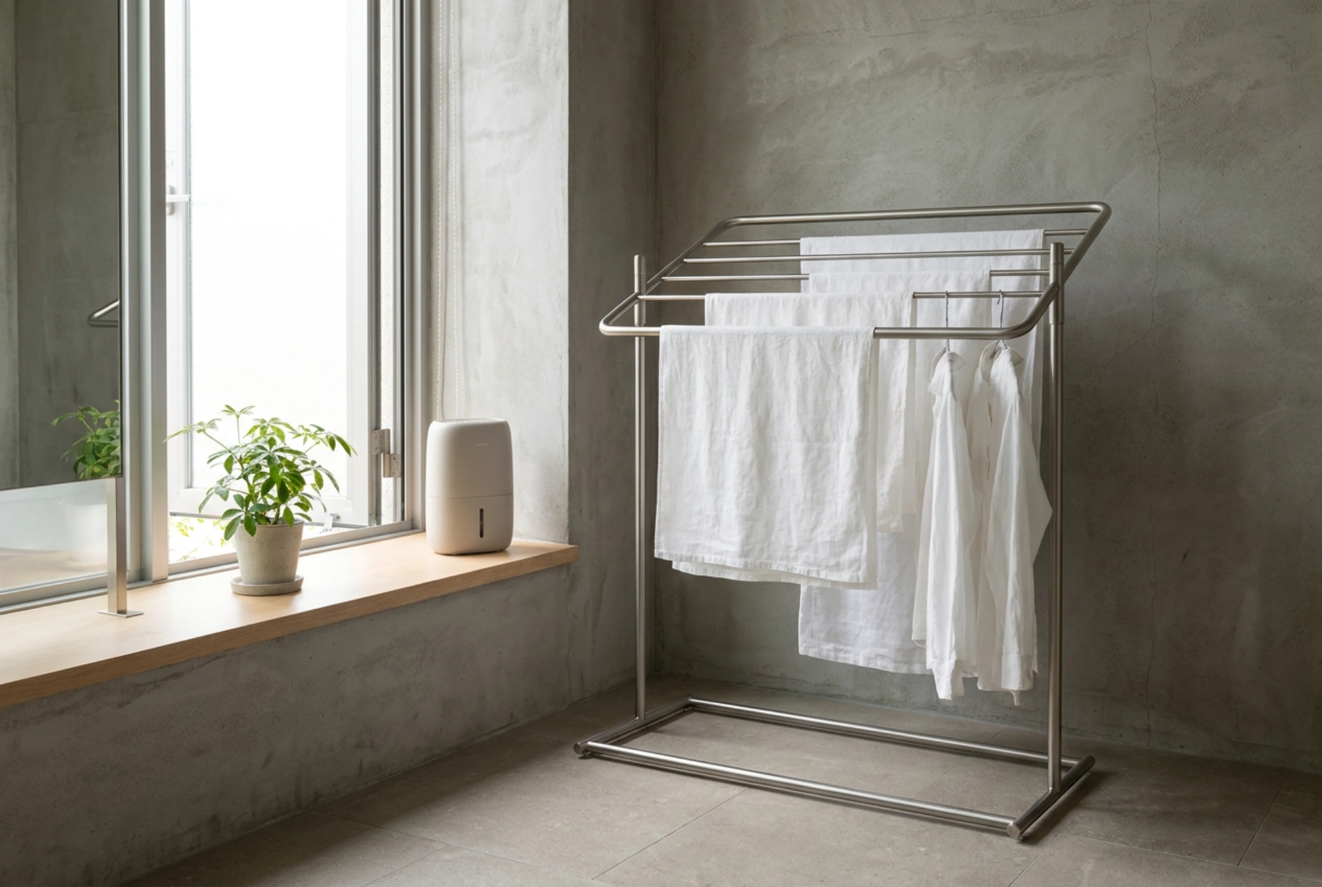 Tendedero de ropa para el baño y métodos para reducir la humedad