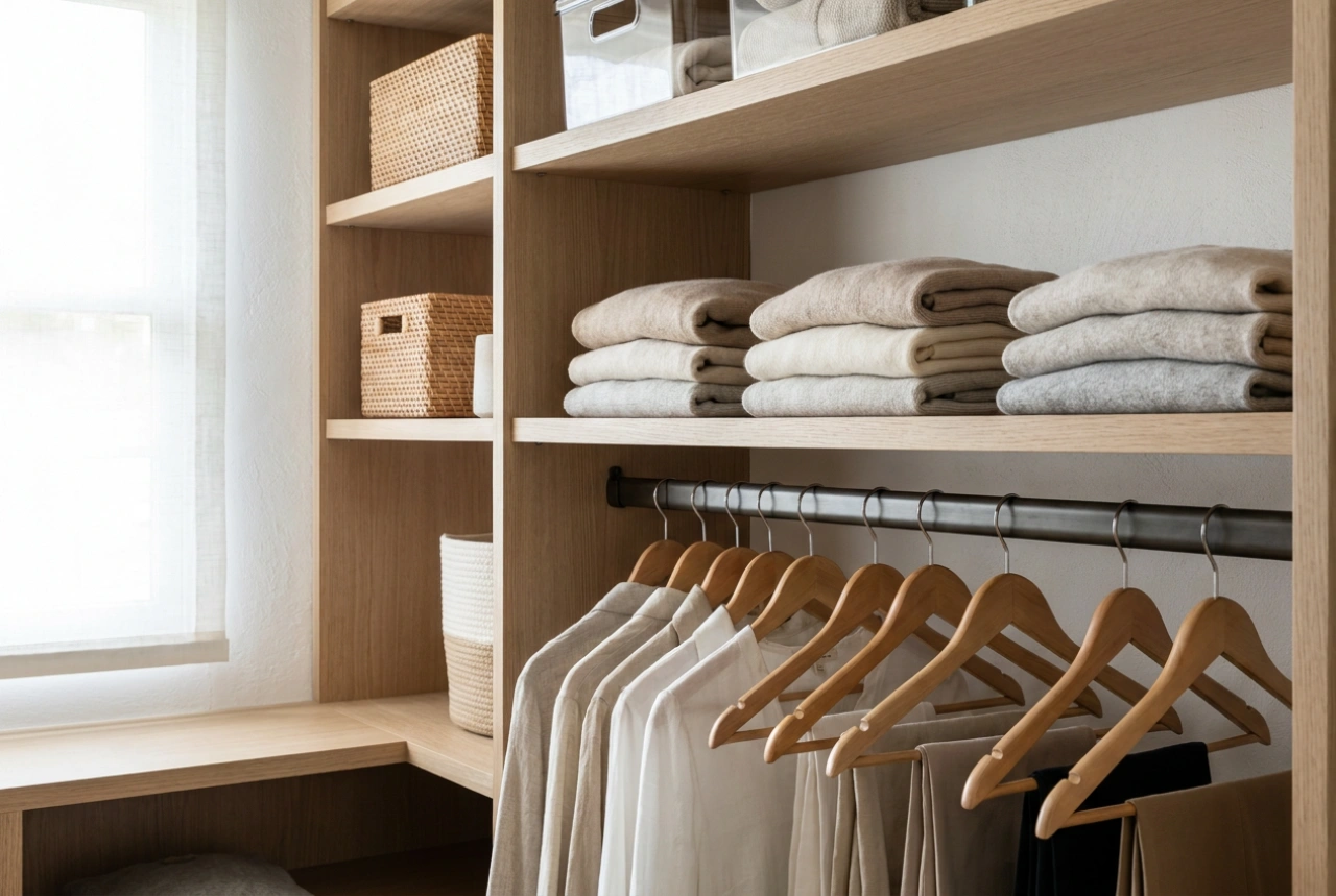 Cómo organizar un armario abierto en el vestidor sin caos visual