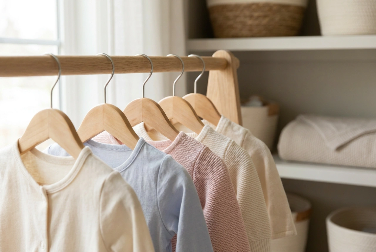 Cómo organizar la ropa de bebé en perchas pequeñas