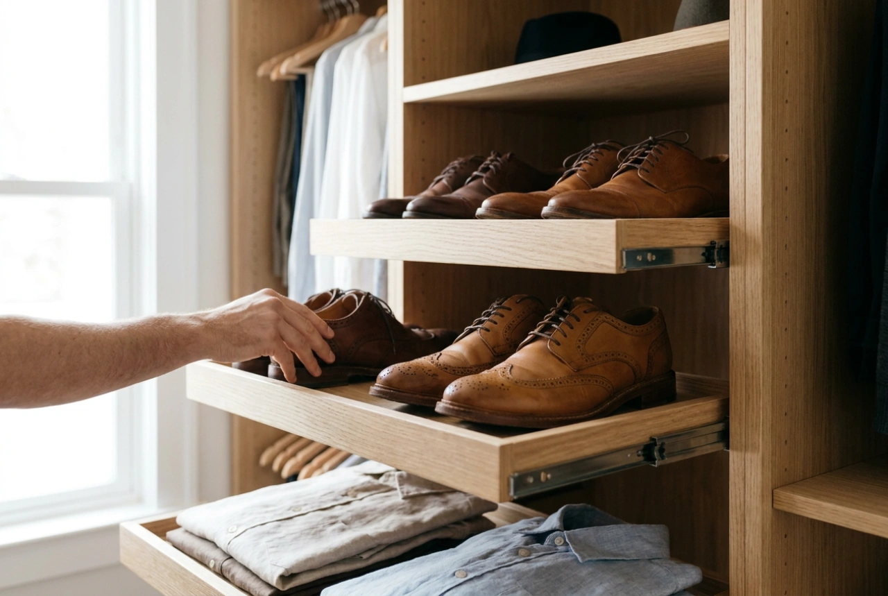 Cómo planificar un estante extraíble para zapatos en el armario