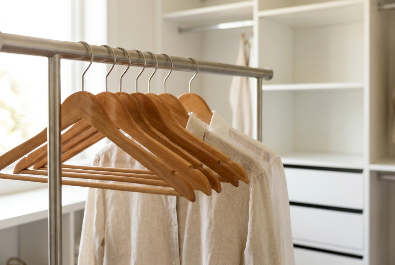 Perchas de madera: cómo protegen la forma y la estructura de tu ropa