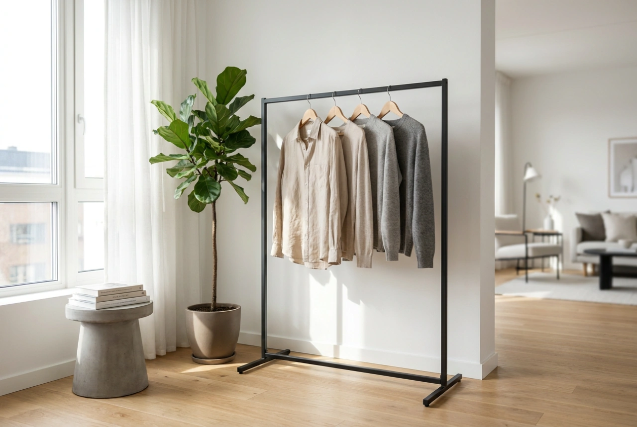 Percheros metálicos para ropa y el orden fuera del armario