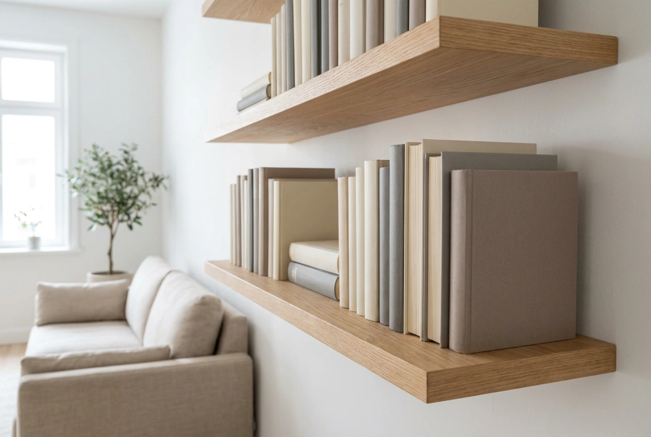 Estantes flotantes para libros: claves físicas para una biblioteca ligera en casa